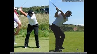 Jon Rahm golf swing  Long Iron faceon amp downtheline July 2017 [upl. by Aikrahs660]