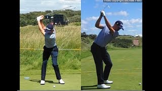 Justin Thomas golf swing  Long Iron faceon amp downtheline July 2017 [upl. by Tenenbaum]