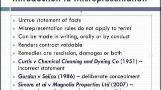 Misrepresentation Lecture 1 of 4 [upl. by Adnahsal]